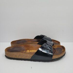 Birkenstock Madrid Women's Black Patent Slide Sandals US Size 8.5 EU 39